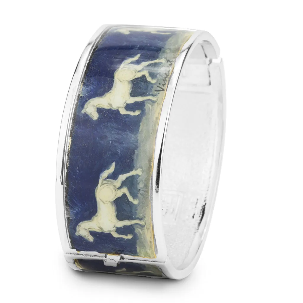 Rhodium Plated Equestrian Hinge Bracelet
