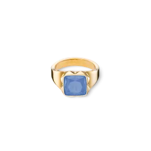 Ring Spikes Square Aventurine gold-blue