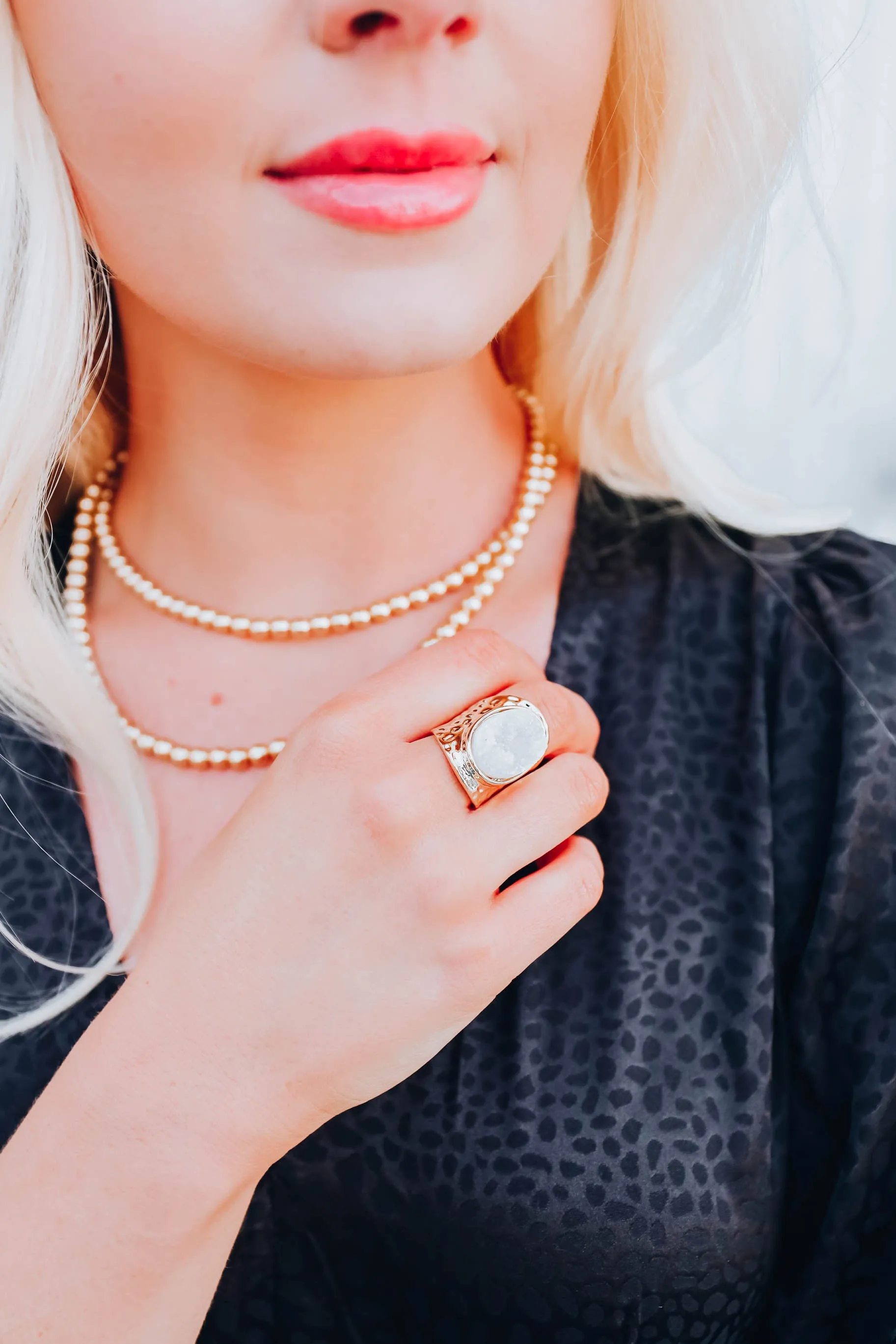 Rock On Druzy Ring by B.b.Lila - Round White