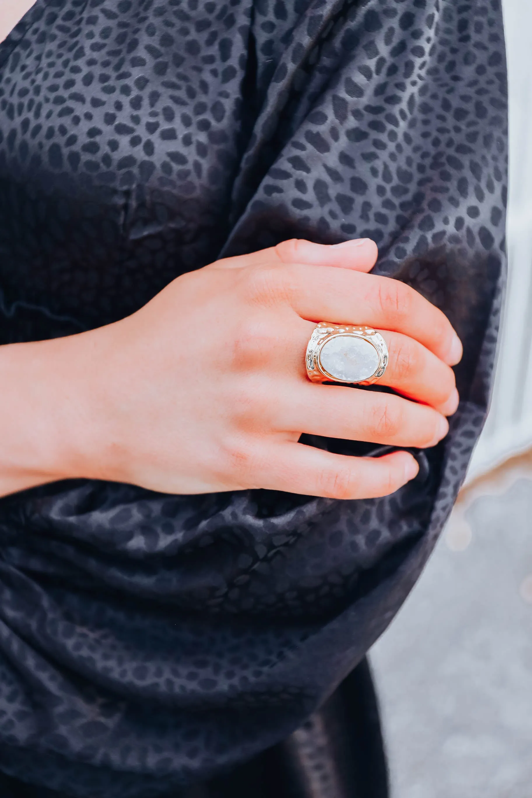 Rock On Druzy Ring by B.b.Lila - Round White