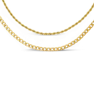 Rope & Cuban Layered Necklace Duo