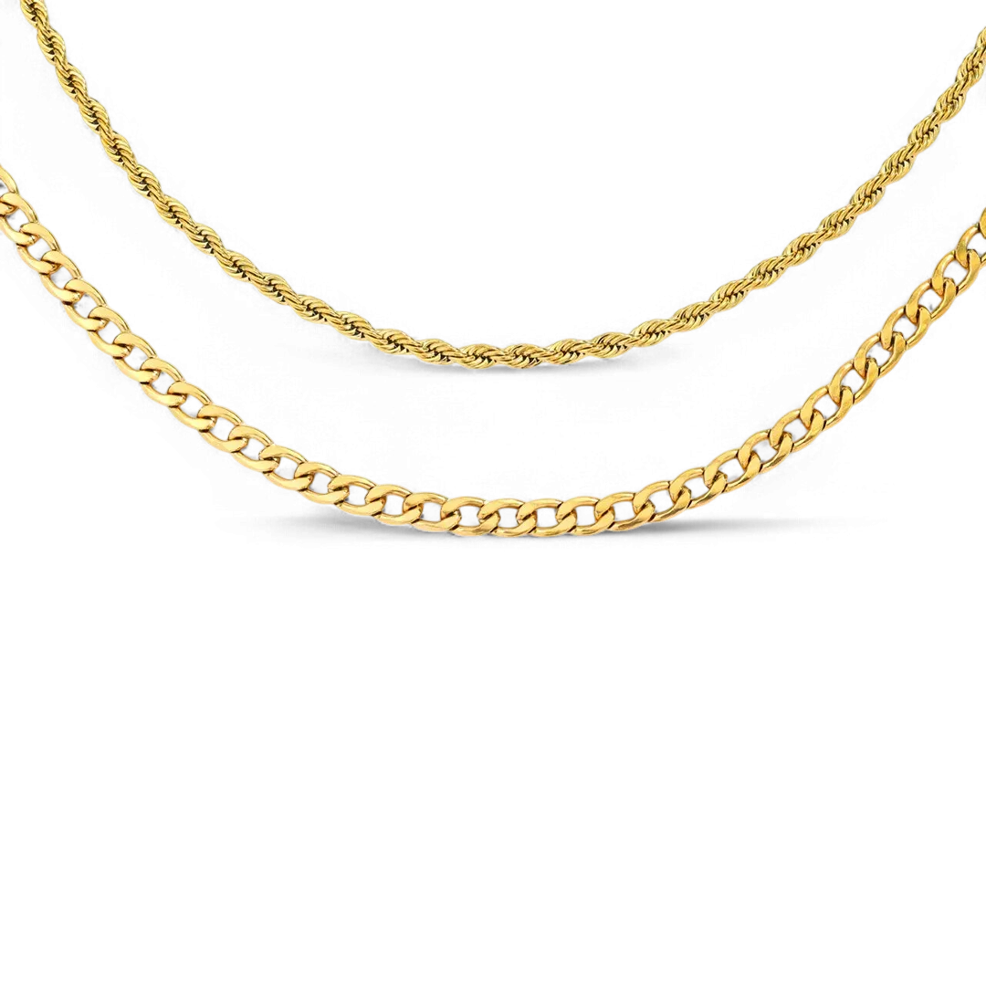 Rope & Cuban Layered Necklace Duo