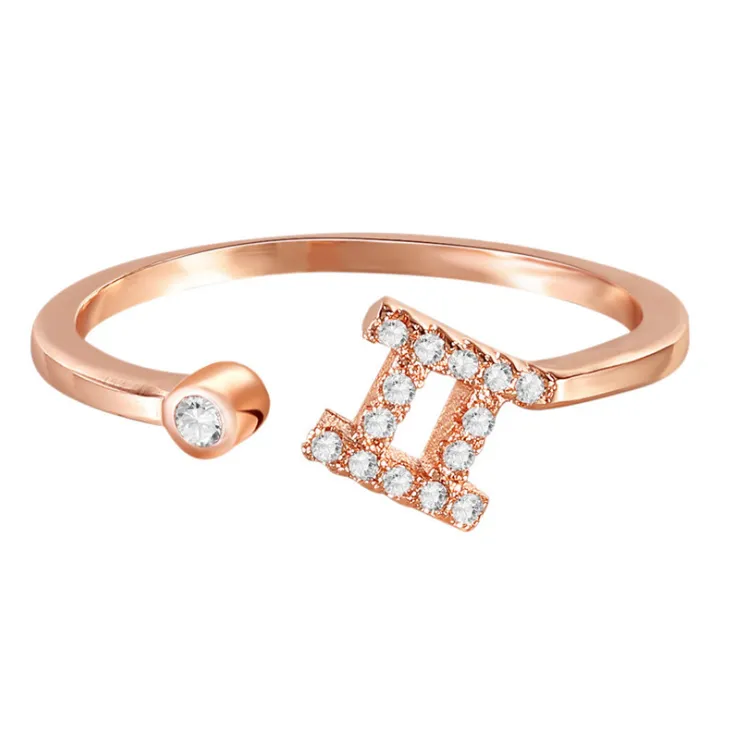 Rose gold rhinestone rings (Select your sign)
