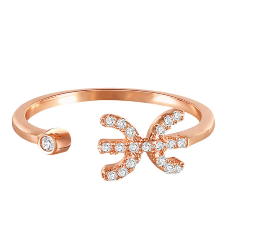 Rose gold rhinestone rings (Select your sign)