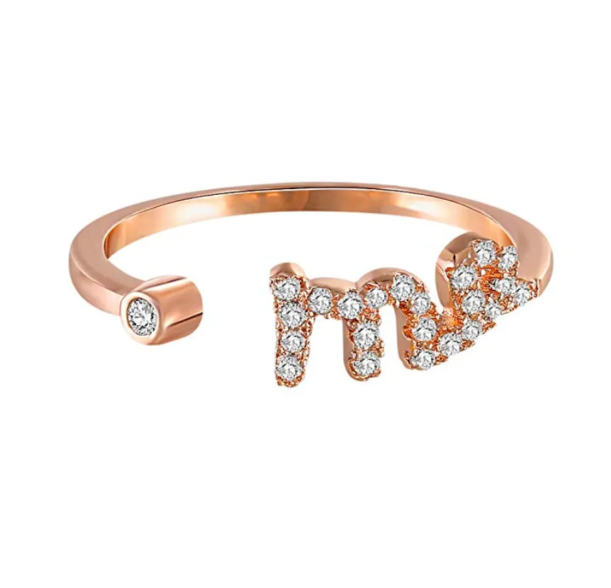 Rose gold rhinestone rings (Select your sign)