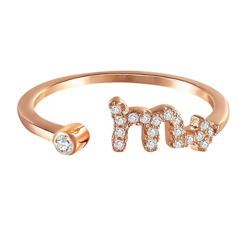 Rose gold rhinestone rings (Select your sign)