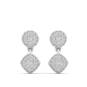 Round and Square Diamond Drop Earrings