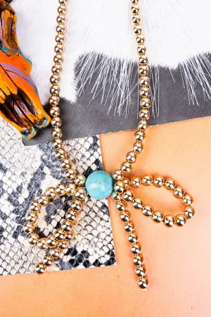 Roxie Goldtone Bead Bow Necklace