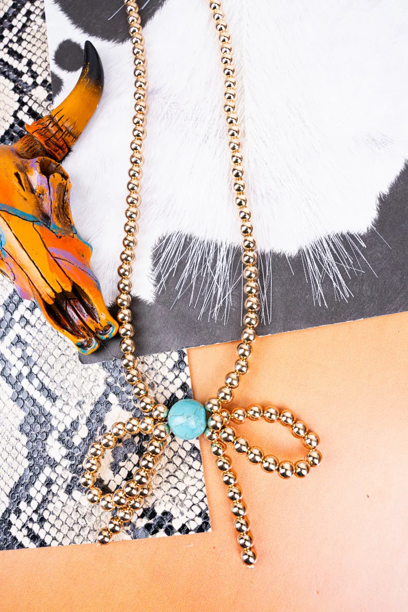 Roxie Goldtone Bead Bow Necklace