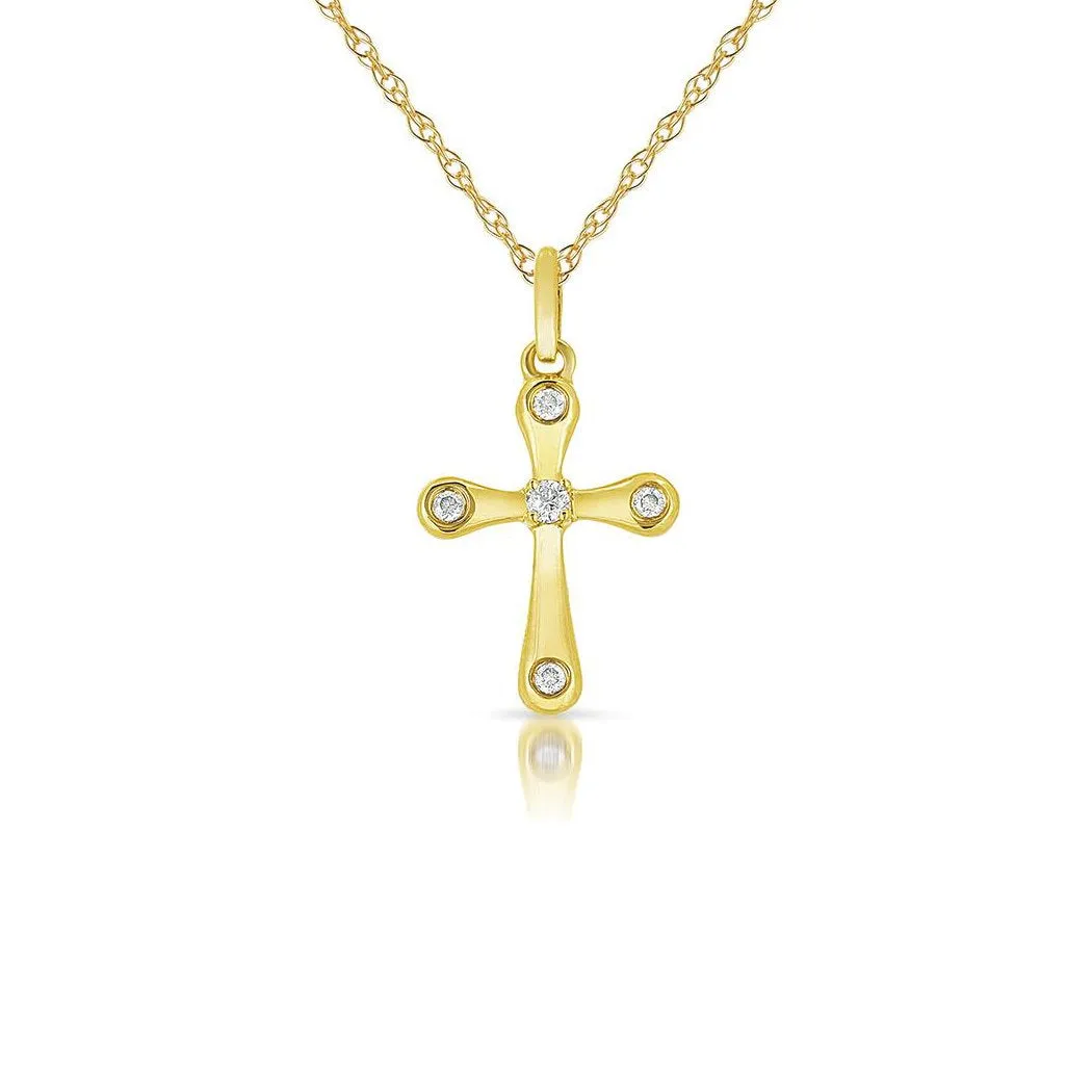 Sabel Collection Cross Necklace with Diamonds in 14K Yellow Gold