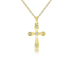 Sabel Collection Cross Necklace with Diamonds in 14K Yellow Gold