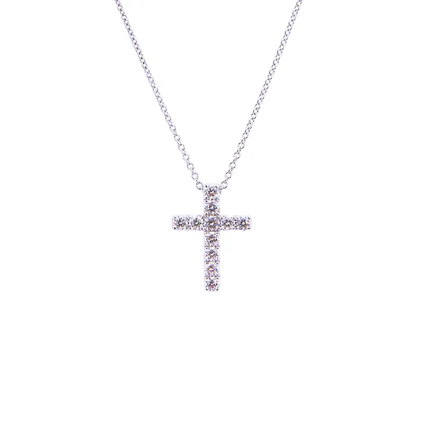Sabel Collection White Gold Mini Cross Pendant with Diamonds