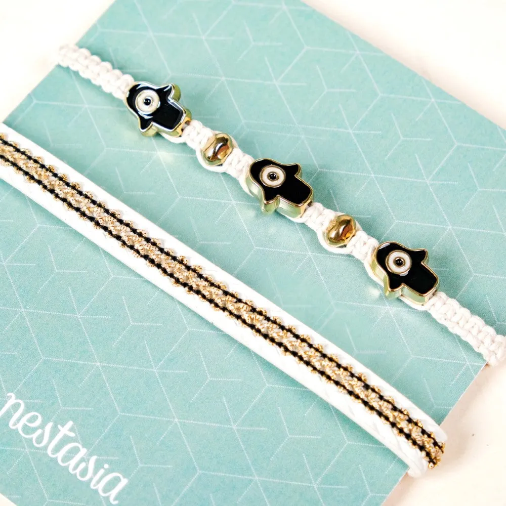 Sacred Hamsa Hand Bracelet Set Of 2