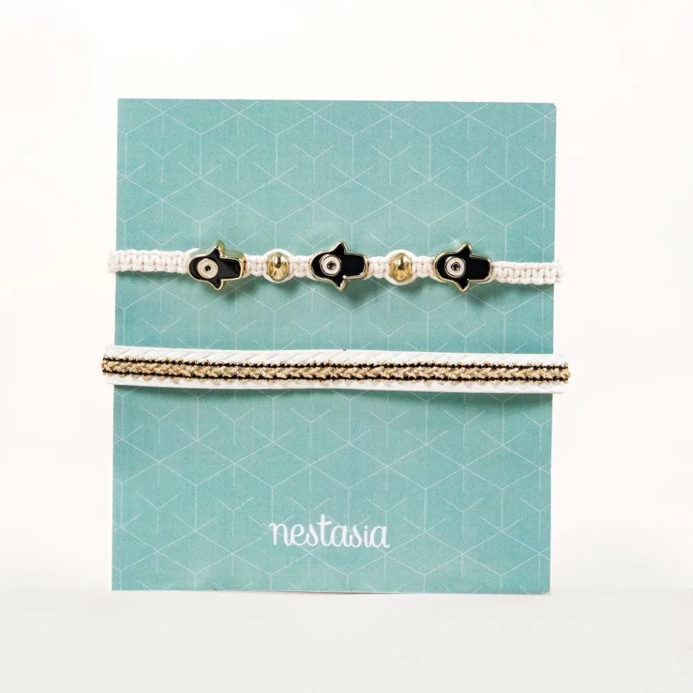 Sacred Hamsa Hand Bracelet Set Of 2