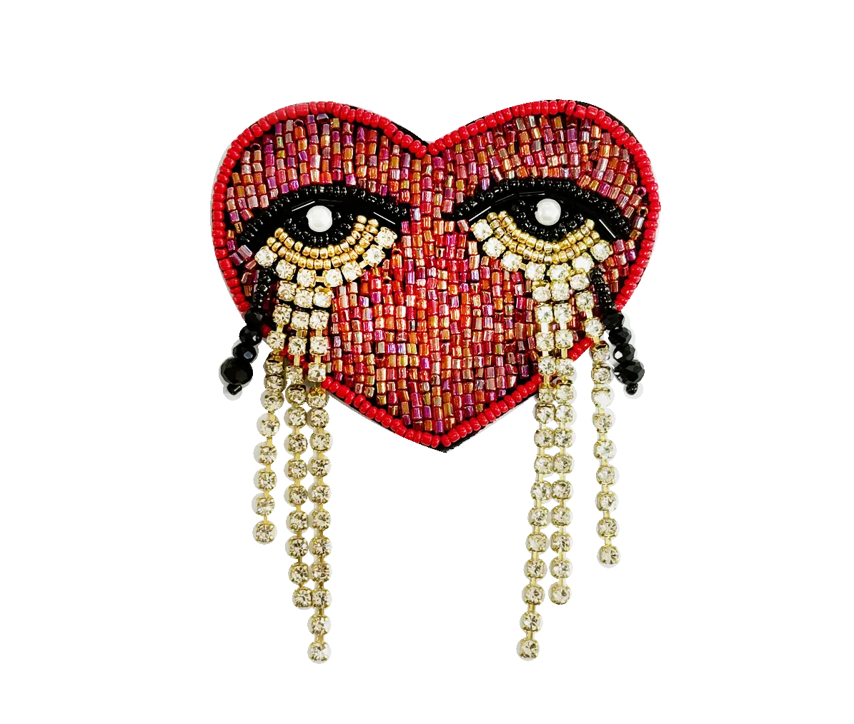 Sahi London - Pop Art Red Heart Eye Brooch