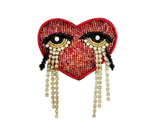 Sahi London - Pop Art Red Heart Eye Brooch