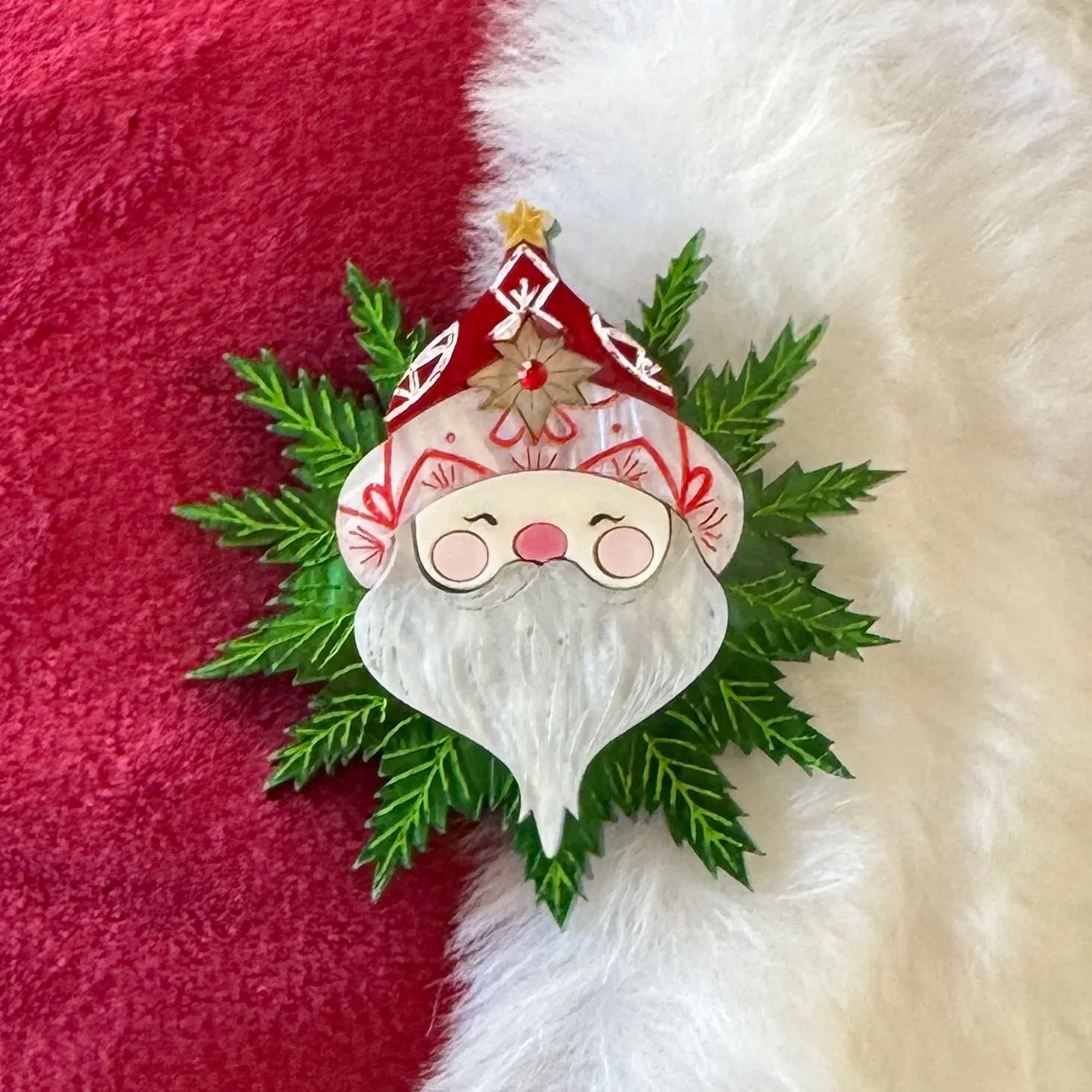 Santa mini - brooch - Set of 2