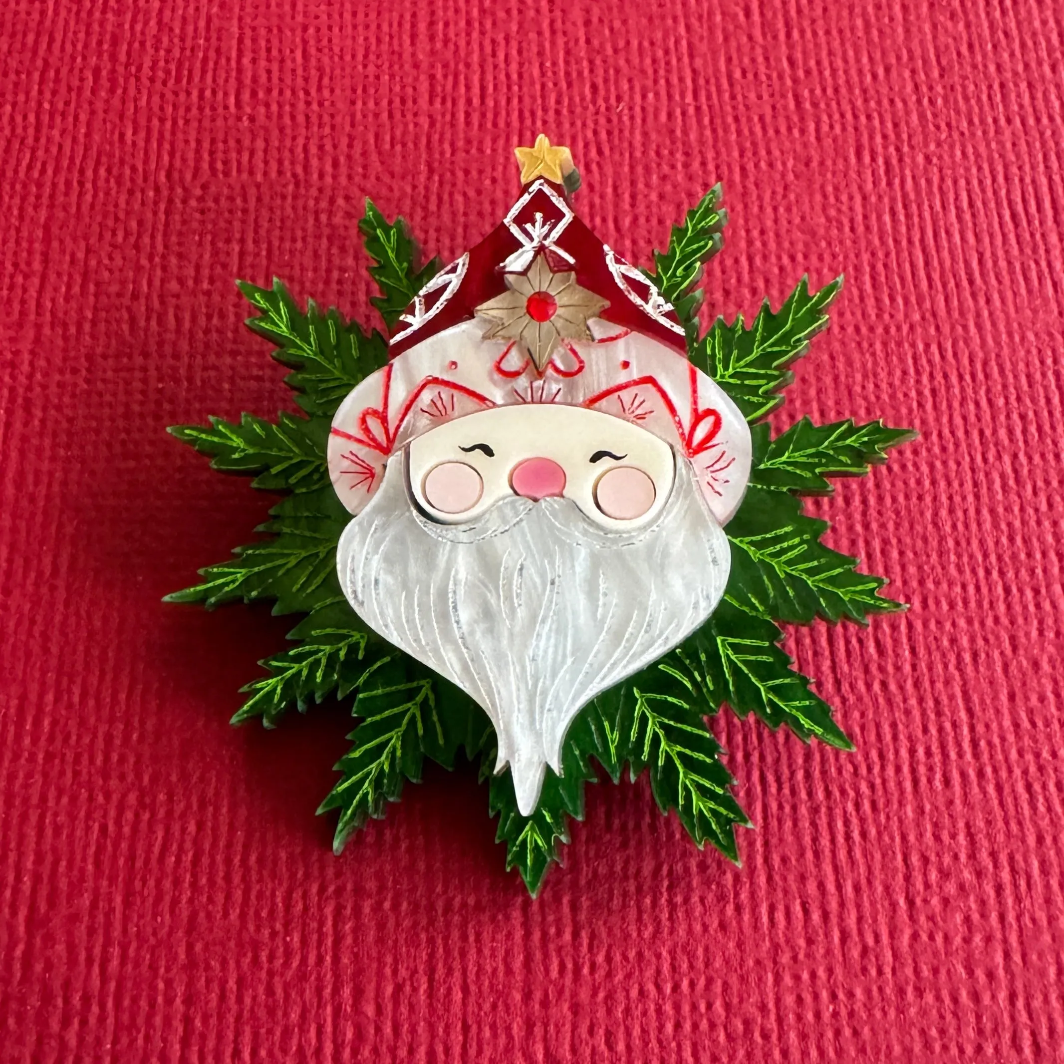 Santa mini - brooch - Set of 2