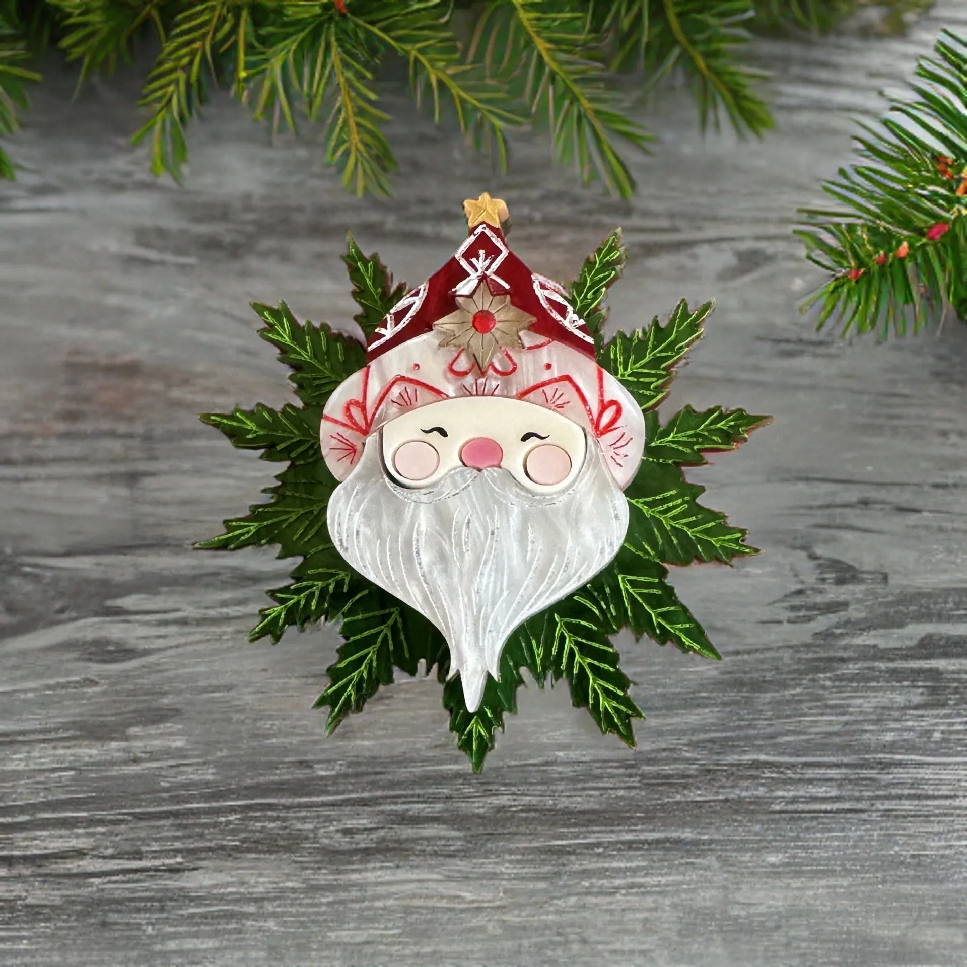 Santa mini - brooch - Set of 2