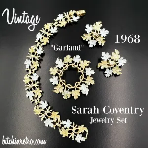 Sarah Coventry 1968 Vintage "Garland" Bracelet Brooch and Earring Set