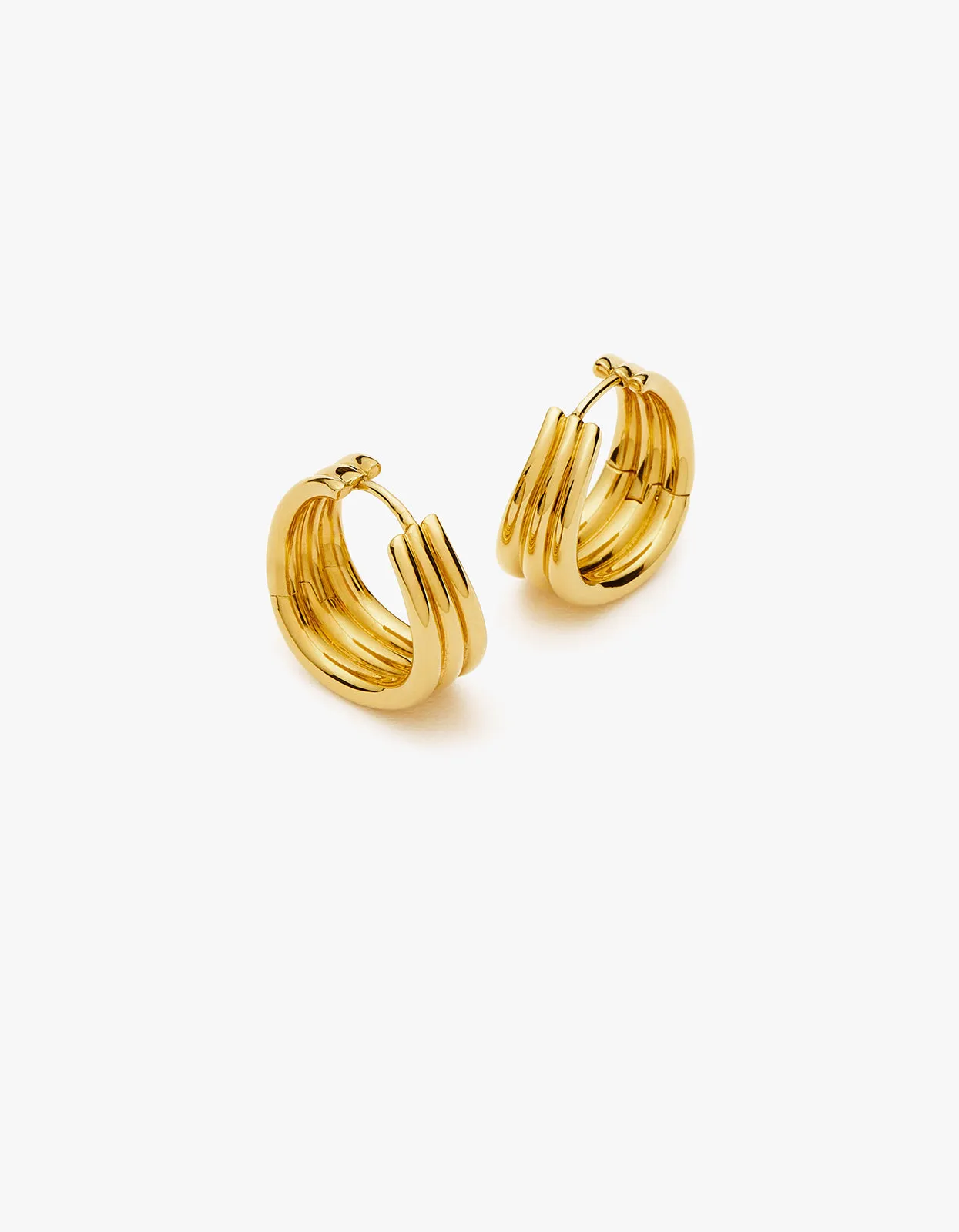 Savi Triple Ridge Hoop Earrings - Gold