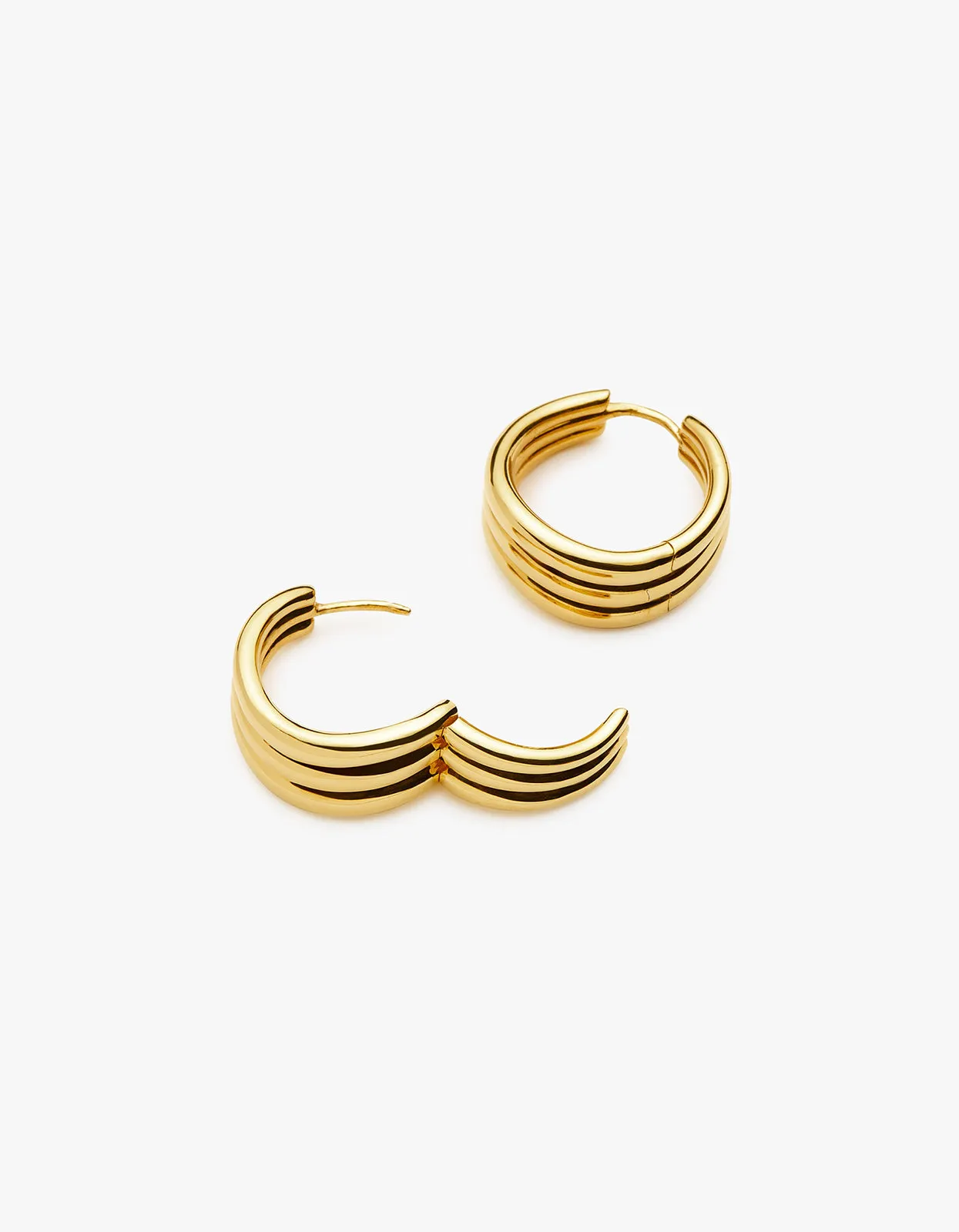 Savi Triple Ridge Hoop Earrings - Gold