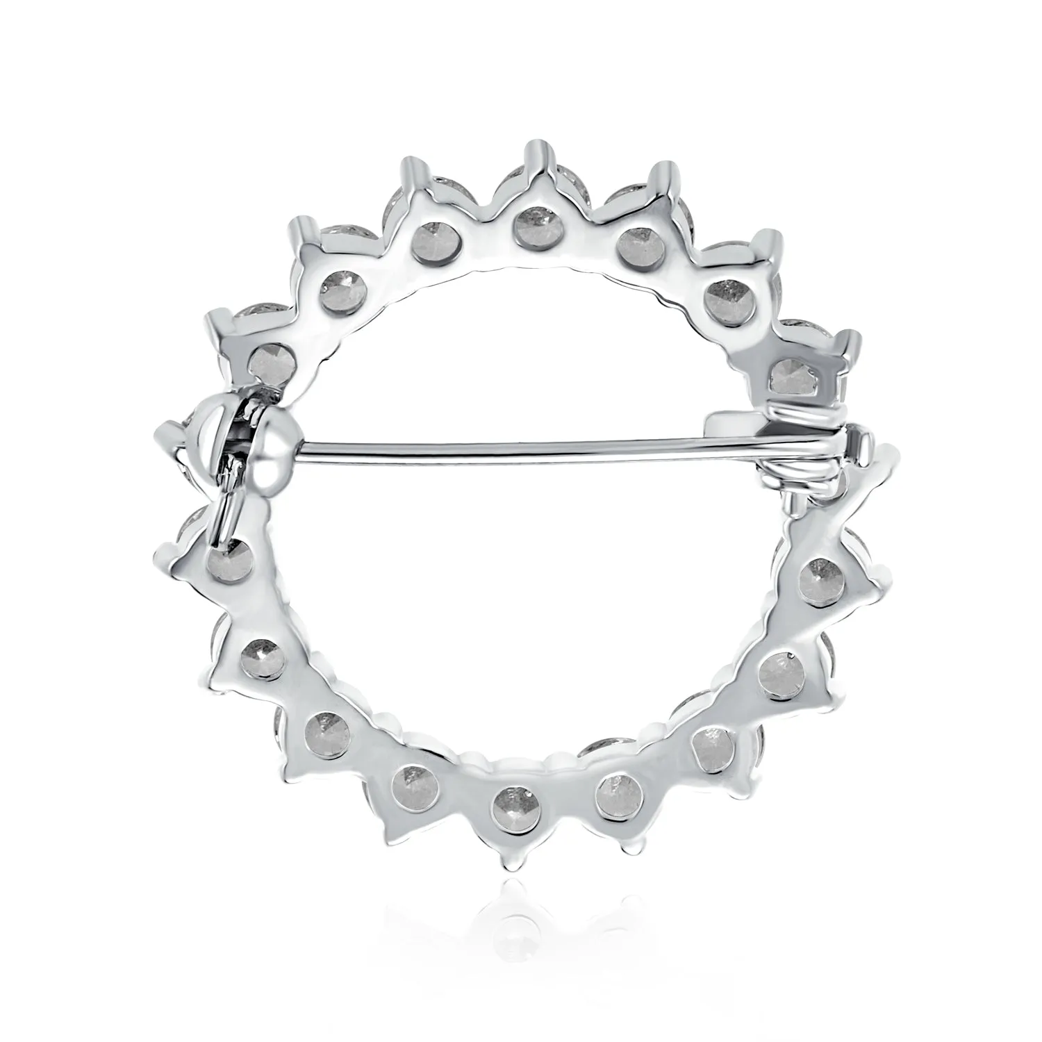 Set of 2 Bridal Marquise CZ Circle Brooch Pin for Wedding Gold Silver Plated