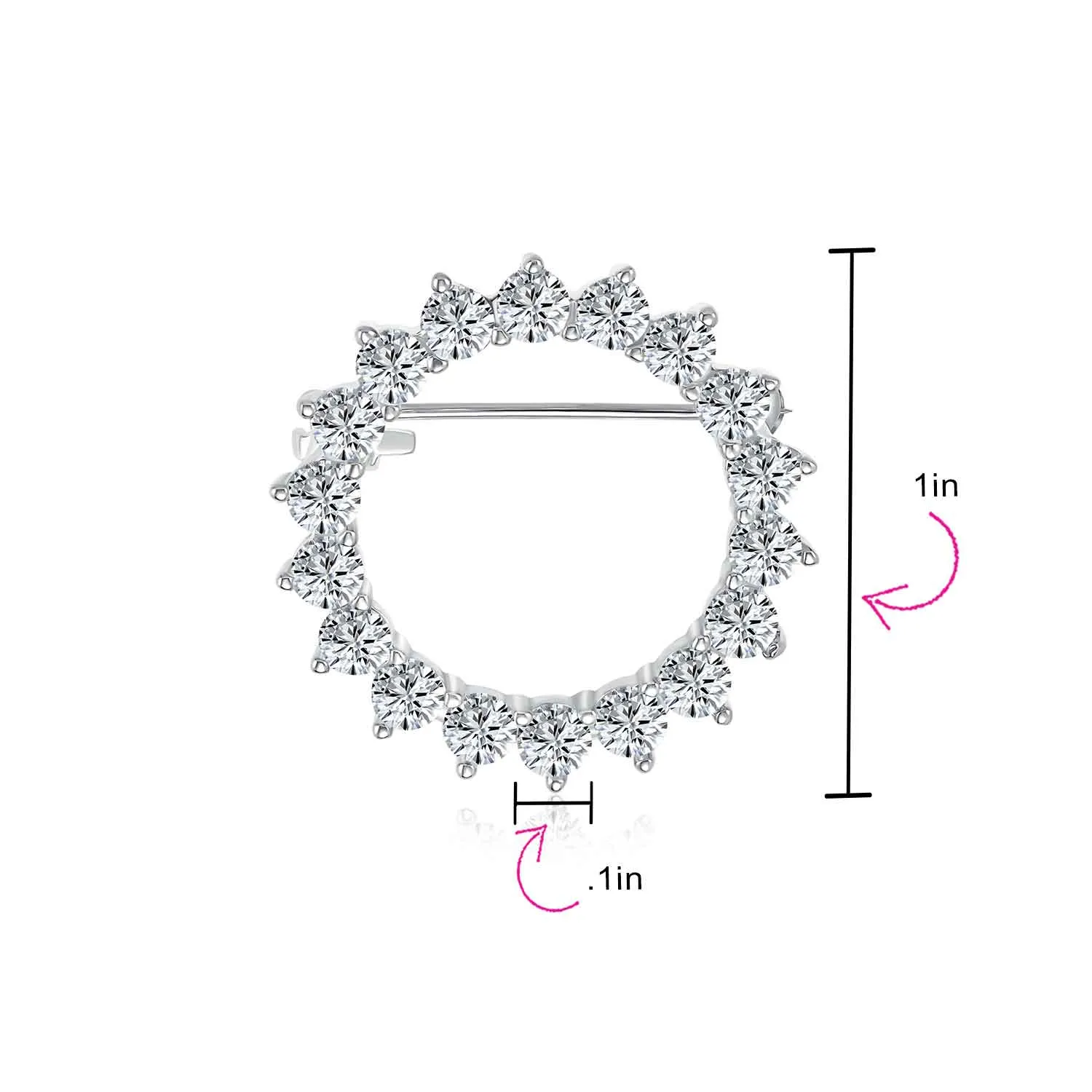 Set of 2 Bridal Marquise CZ Circle Brooch Pin for Wedding Gold Silver Plated
