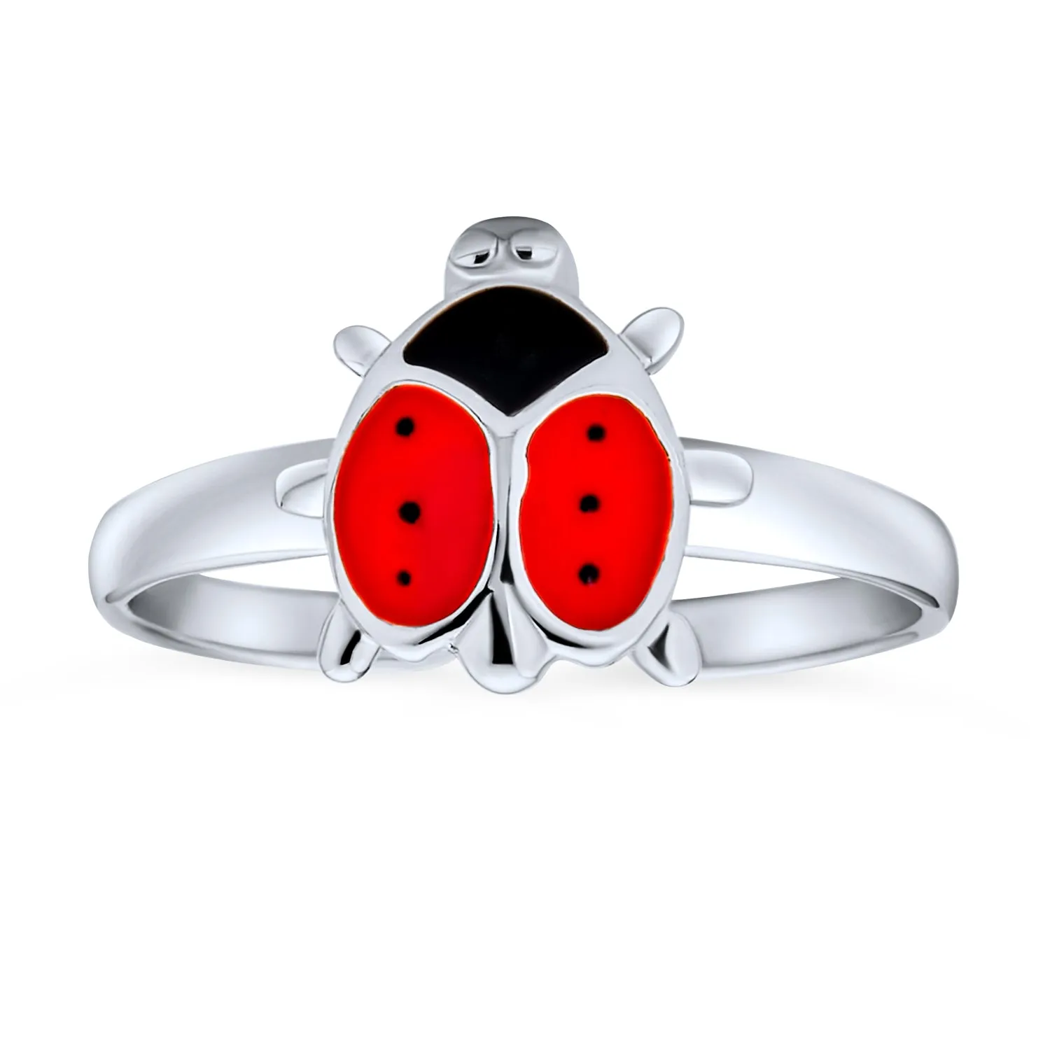 Set of 2 Sun Flower Blue Turquoise and Lucky Red Ladybug Midi Toe Ring Silver