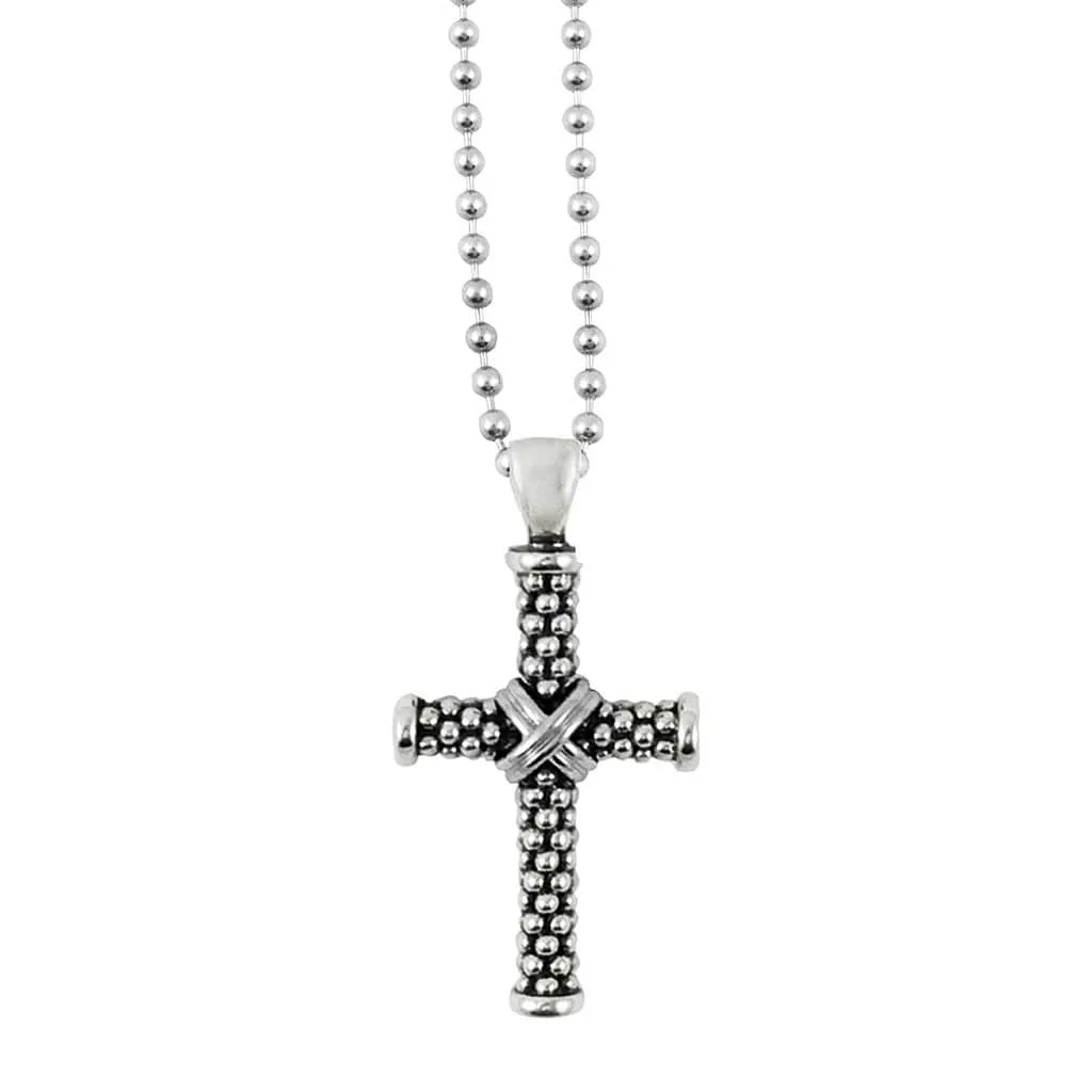 Signature Caviar Caviar Beaded Cross Pendant Necklace