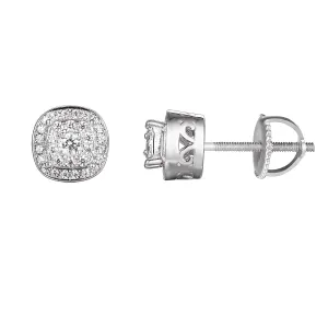 Silver 3D Custom Prong Set Bling Stud Earrings