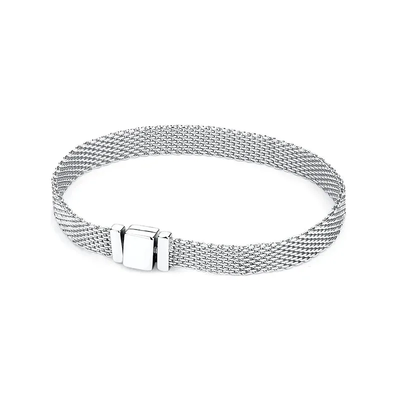 Silver Bracelets Bangles Crystal Ball Love Heart Clasp Beads Charms Moments Bracelet For Women DIY Jewelry