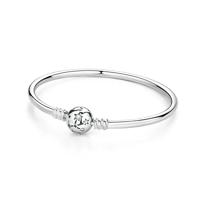 Silver Bracelets Bangles Crystal Ball Love Heart Clasp Beads Charms Moments Bracelet For Women DIY Jewelry
