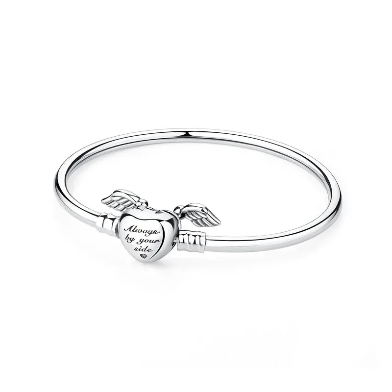 Silver Bracelets Bangles Crystal Ball Love Heart Clasp Beads Charms Moments Bracelet For Women DIY Jewelry