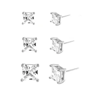 SILVER-CLEAR EARRINGS  #E8656_S(SZ6-7-8)(ME11)