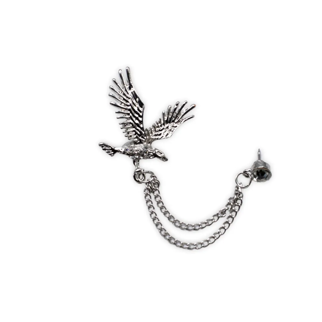 SILVER FASHIONABLE EAGLE BROOCH