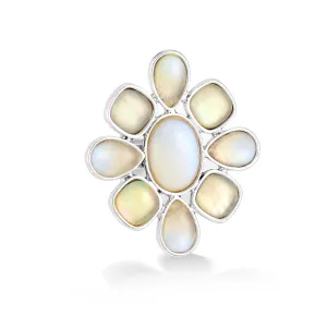 SILVER LIGHT BLUE /GREEN GLOSSY ADJUSTABLE RINGS #228WH5101 (1F14)
