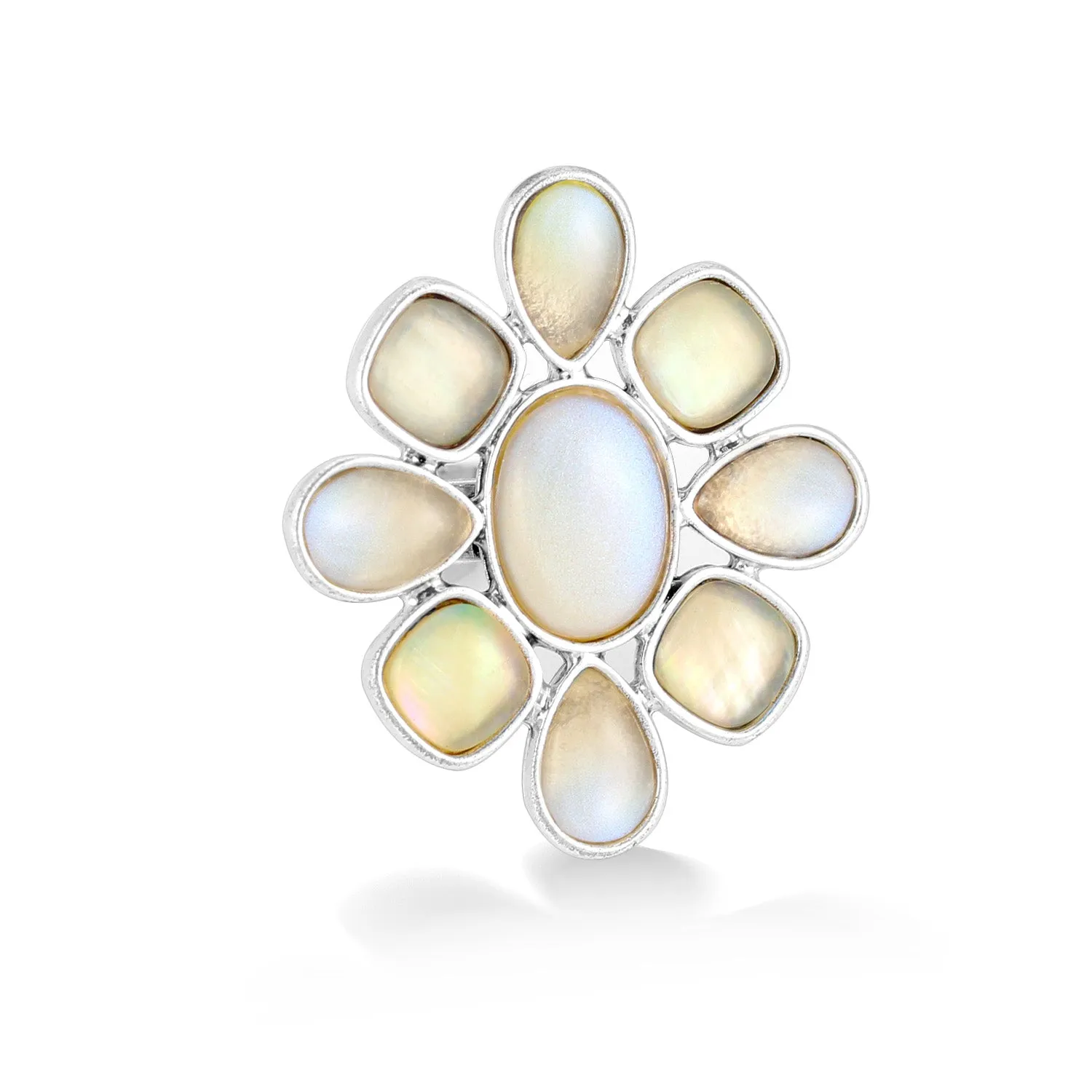 SILVER LIGHT BLUE /GREEN GLOSSY ADJUSTABLE RINGS #228WH5101 (1F14)