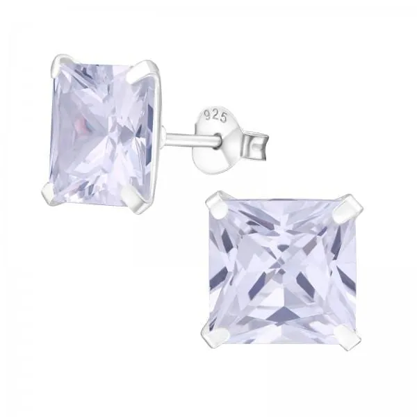 Silver Square Stud Earrings