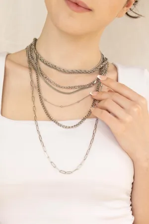 Silver Stainless Steel  Unisex Chain Necklace,WATERPROOF, Men Chain Necklaces, Christmas Gift.