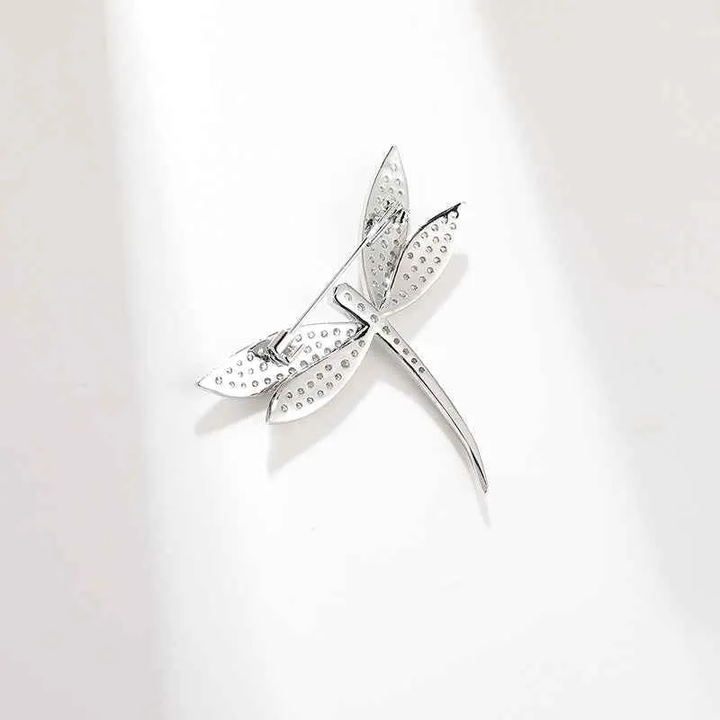 Silver-Tone Dragonfly Brooch – Fully Adorned with Sparkling Zircon Stones