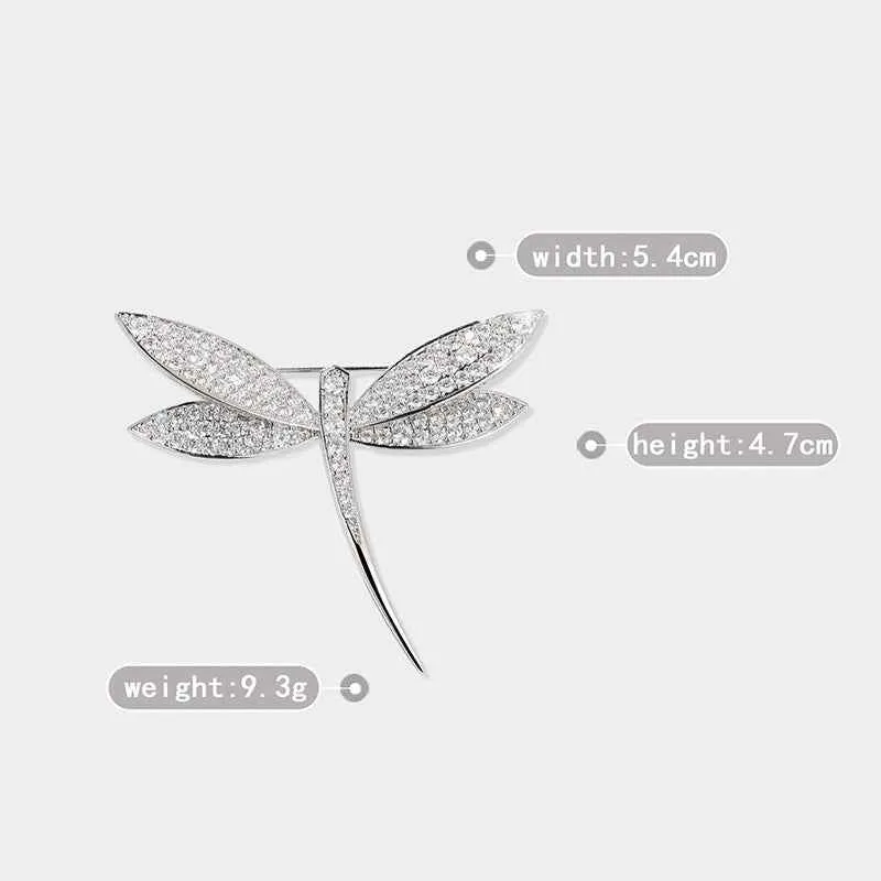 Silver-Tone Dragonfly Brooch – Fully Adorned with Sparkling Zircon Stones