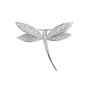 Silver-Tone Dragonfly Brooch – Fully Adorned with Sparkling Zircon Stones