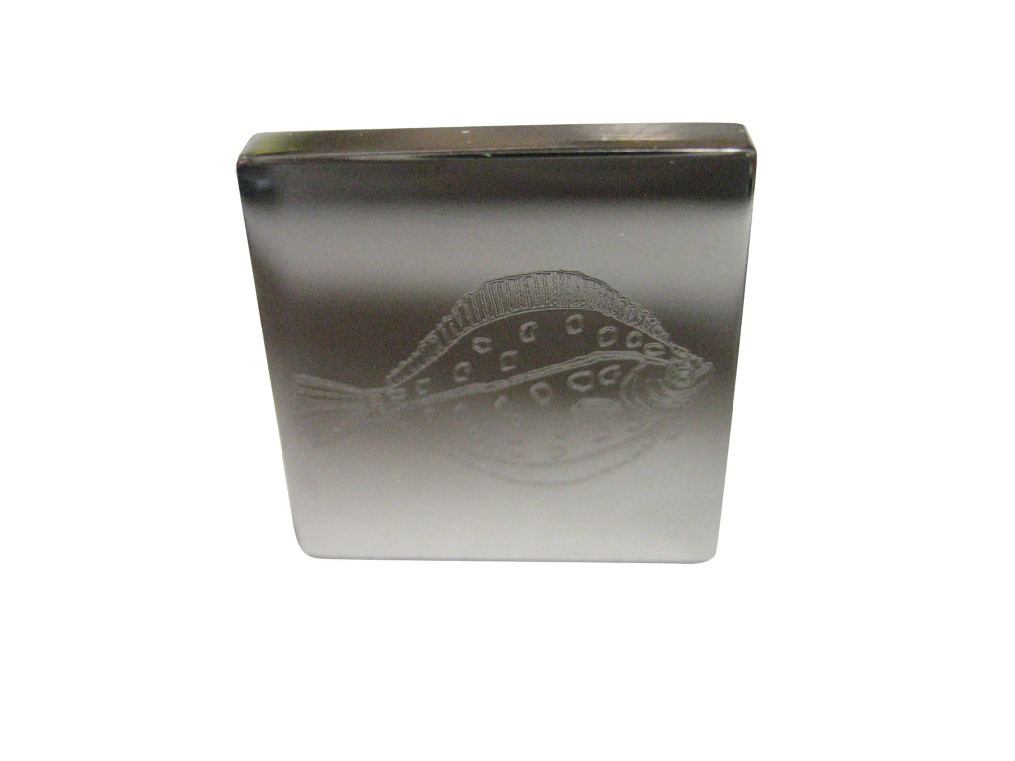 Silver Toned Square Etched Flounder Halibut Flatfish Adjustable Size Fashion Ring