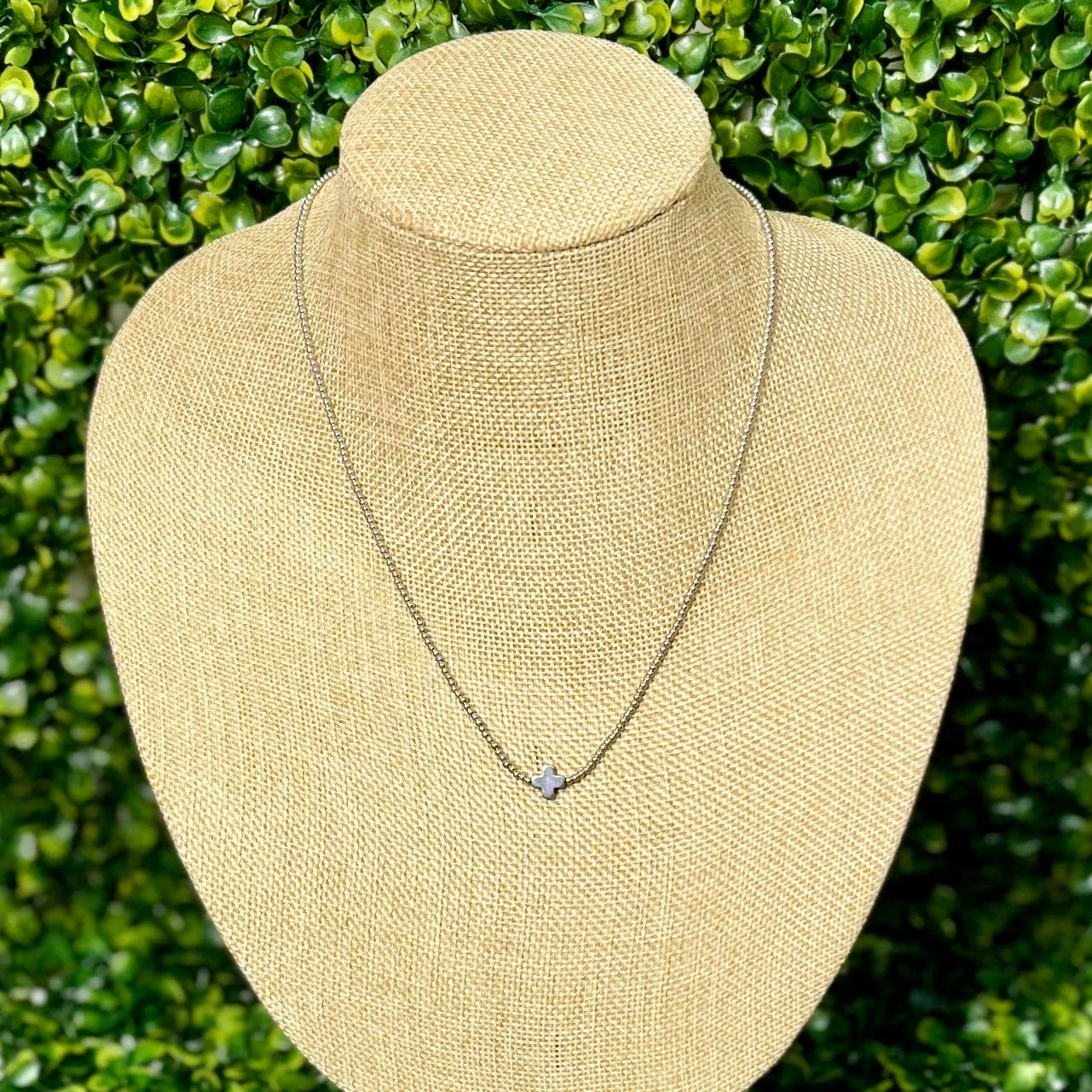 Silver with Silver Cross Necklace