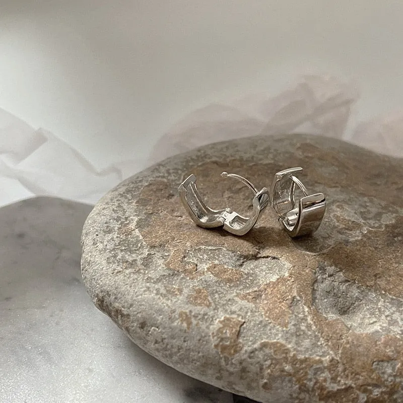 Simple Square Silver Plated Hoop Earrings For Women