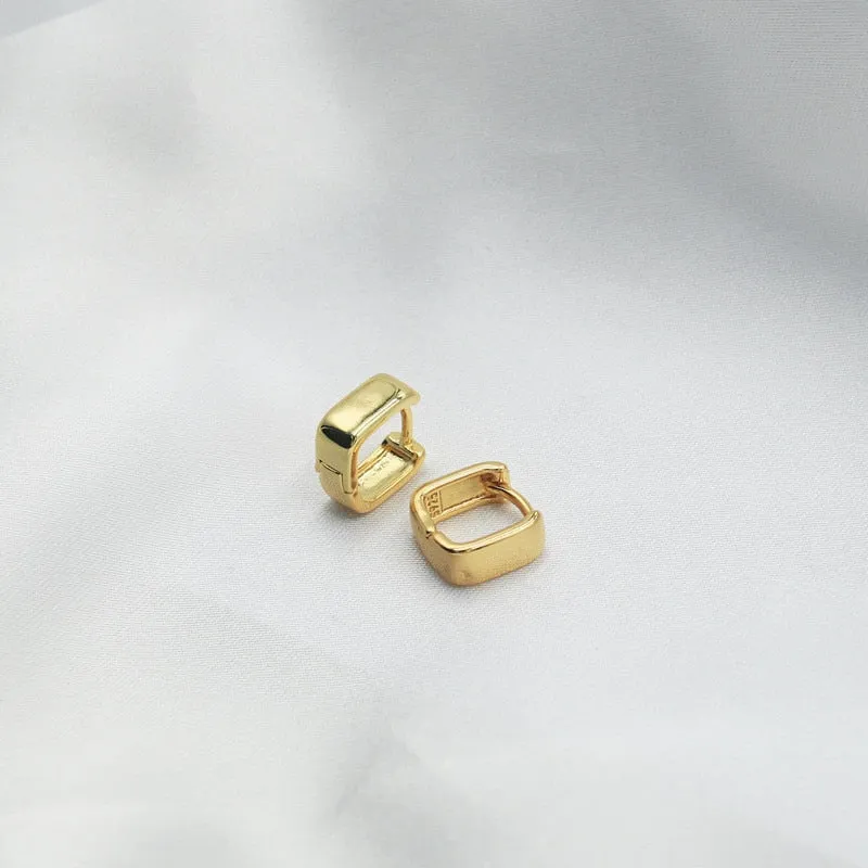 Simple Square Silver Plated Hoop Earrings For Women