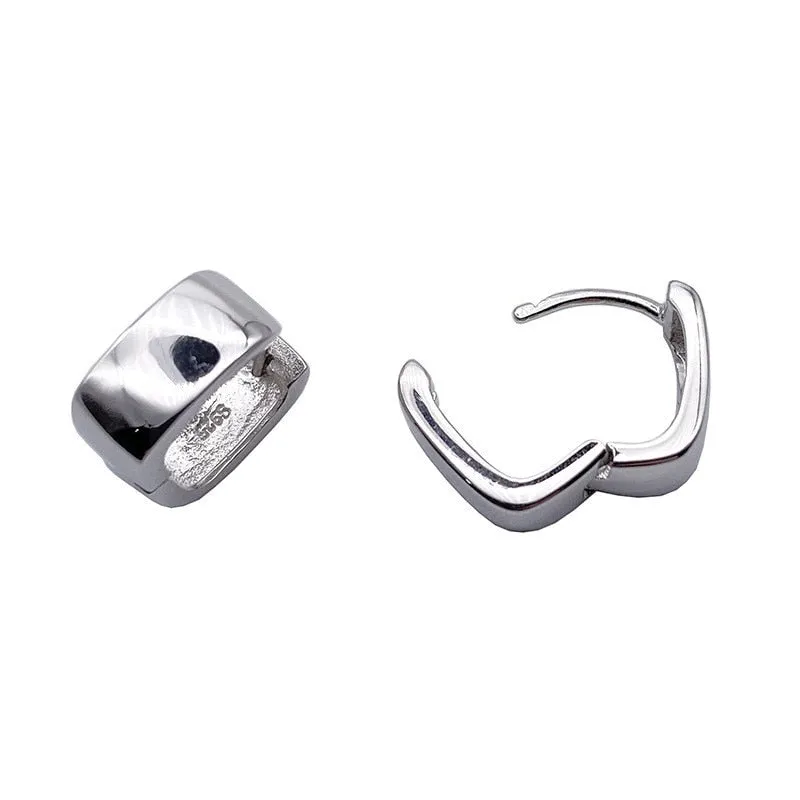 Simple Square Silver Plated Hoop Earrings For Women