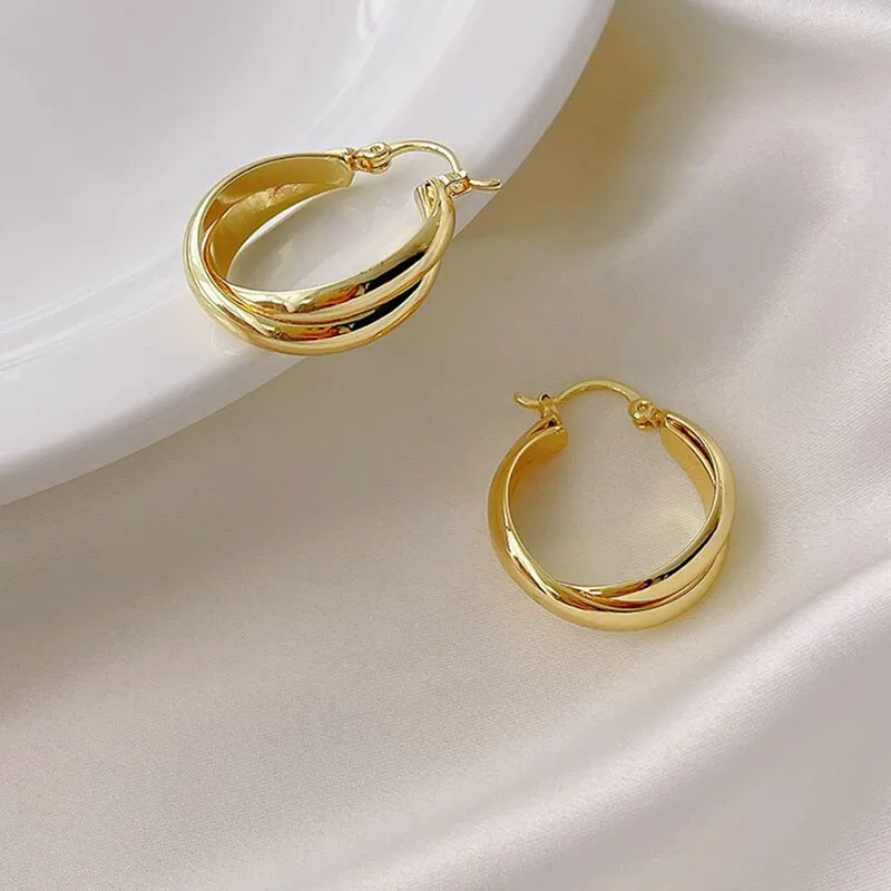 Simple Square Silver Plated Hoop Earrings For Women