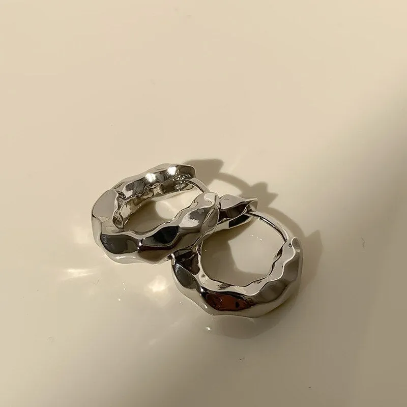 Simple Square Silver Plated Hoop Earrings For Women